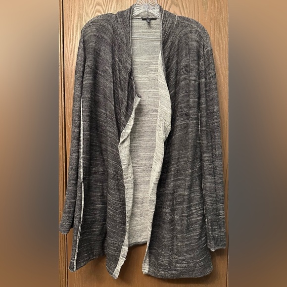 Eileen Fisher Open Front Organic Cotton Cardigan Sweater Charcoal Heather Size M - Picture 1 of 8